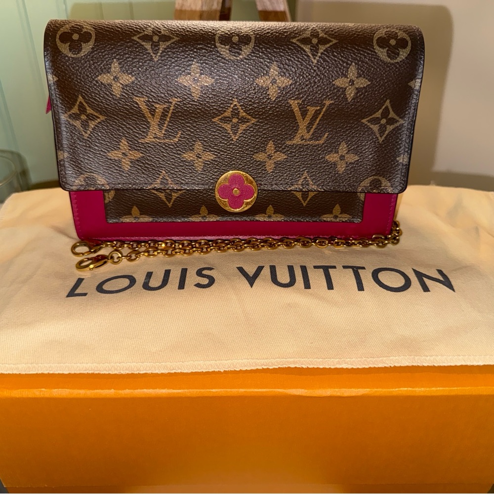 Louis Vuitton Monogram Brown and Pink Clutch